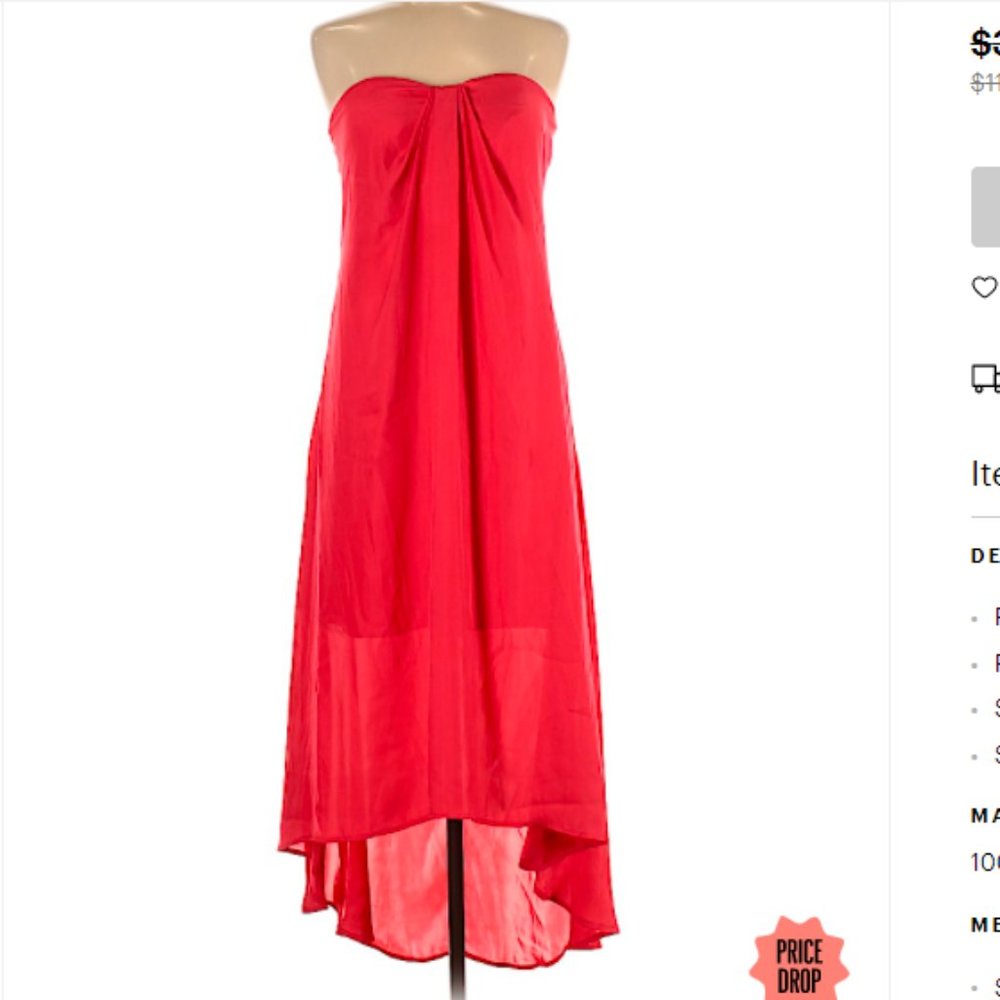 NEW Red strapless cocktail dress, size 6